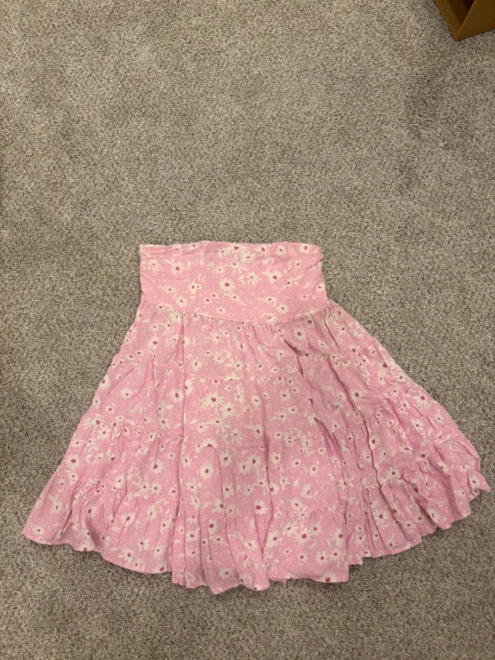 Sky to moon, boho pink floral dress, strapless